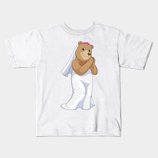 Bear as Bride with Veil Kids T-Shirt